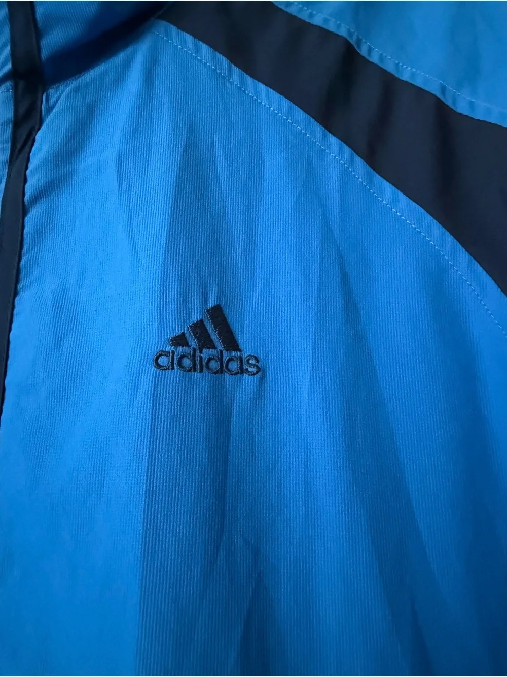 adidas Men's Bright Blue Windbreaker with Navy Accents